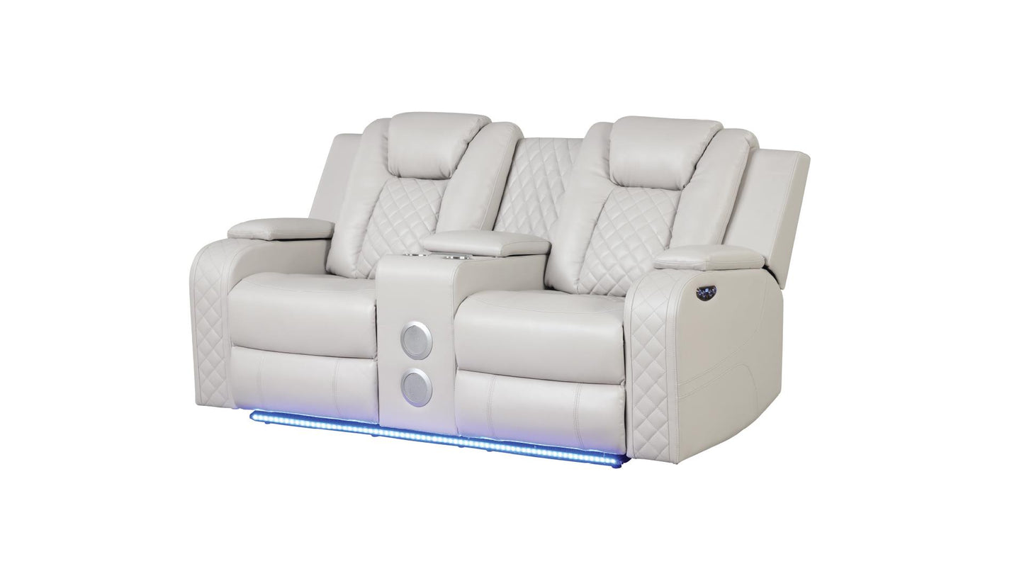 BENZ 3 PC POWER RECLINING SOFA SET - ICE