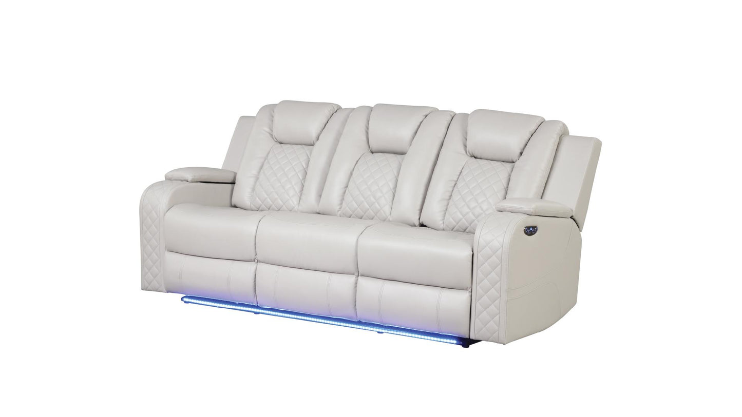 BENZ 3 PC POWER RECLINING SOFA SET - ICE