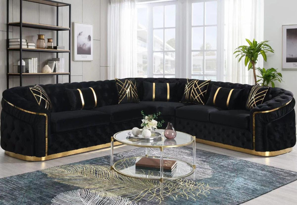 BLACK VELVET SECTIONAL