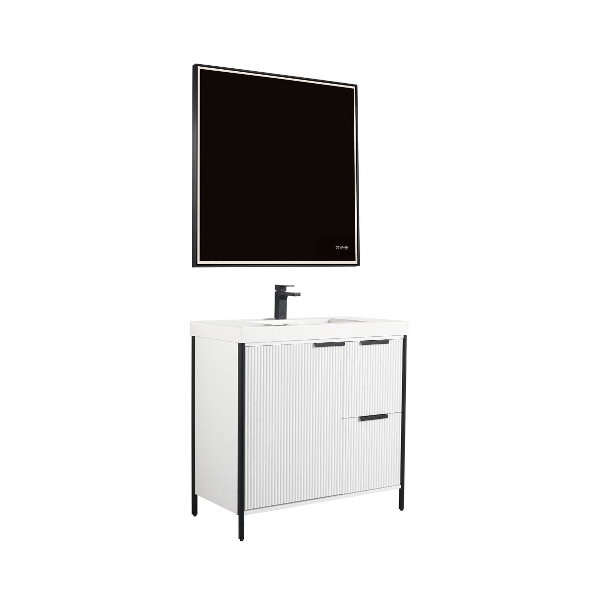 Glossy White Zurich 36″ Vanity with Ceramic Top-Mount Basin