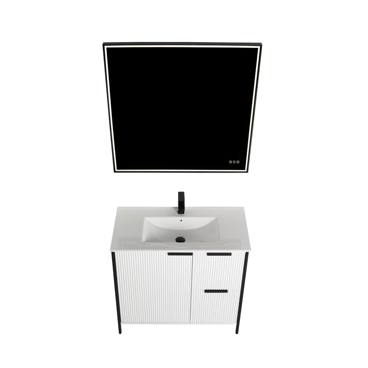 Glossy White Zurich 36″ Vanity with Ceramic Top-Mount Basin
