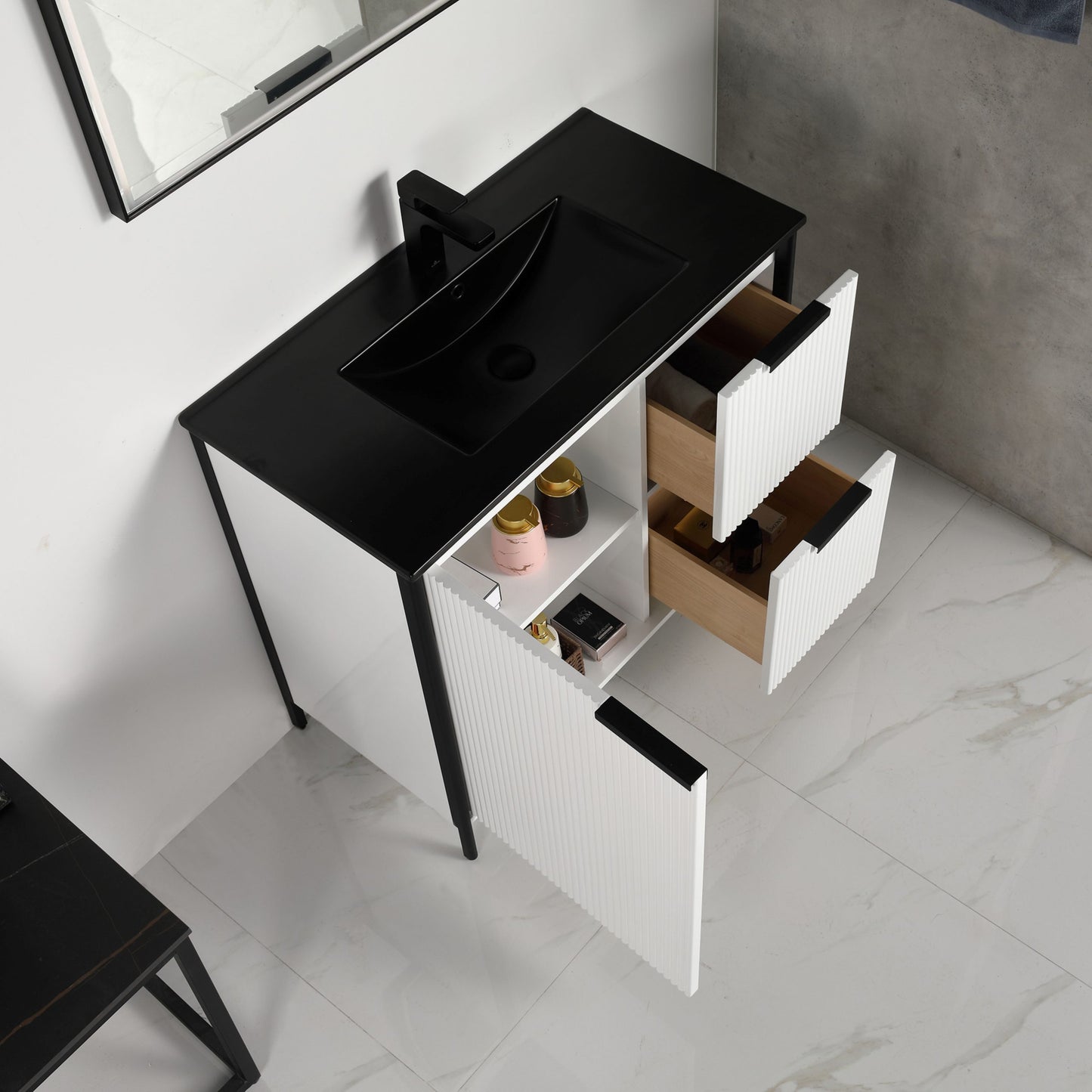 Glossy White Zurich 36″ Vanity with Ceramic Top-Mount Basin