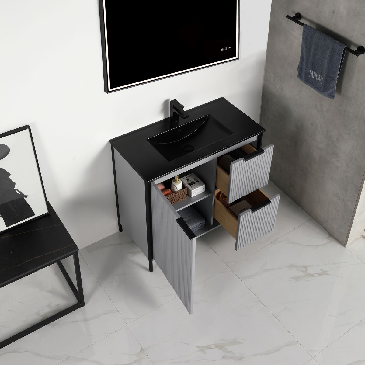 Zurich 36″ Metal Gray Vanity