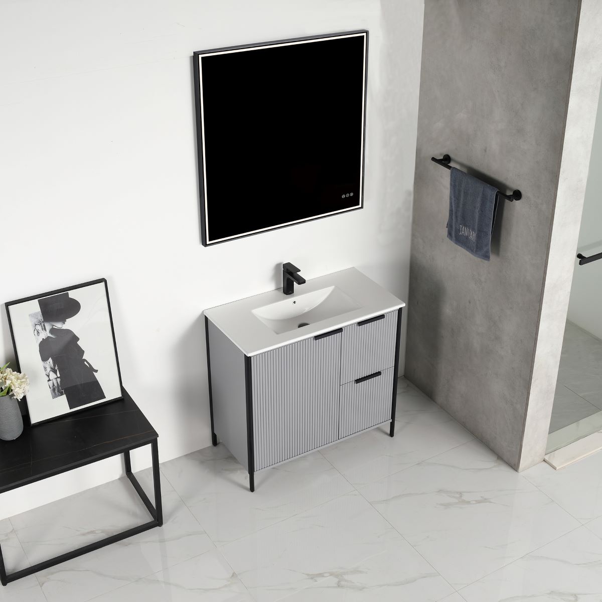 Zurich 36″ Metal Gray Vanity