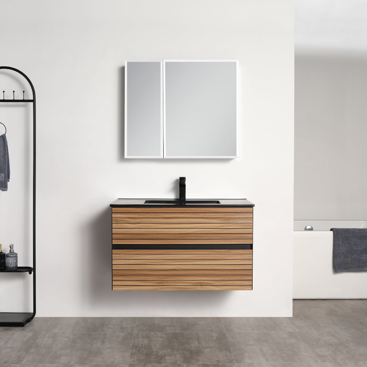 Annecy Maple Strip 36″ Vanity with Acrylic Top-Mount Basin