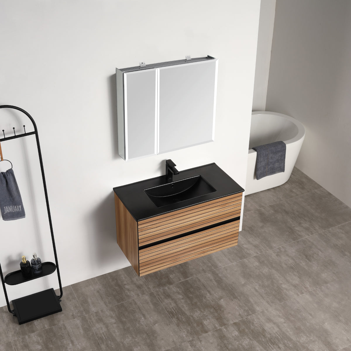 Annecy Maple Strip 36″ Vanity with Acrylic Top-Mount Basin