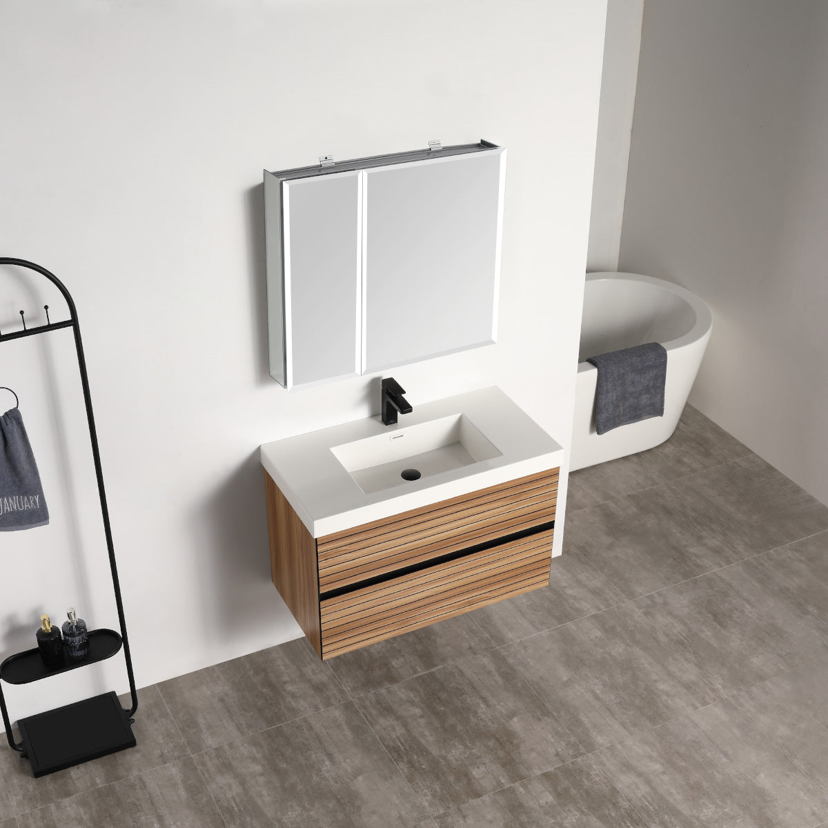 Annecy Maple Strip 36″ Vanity with Acrylic Top-Mount Basin