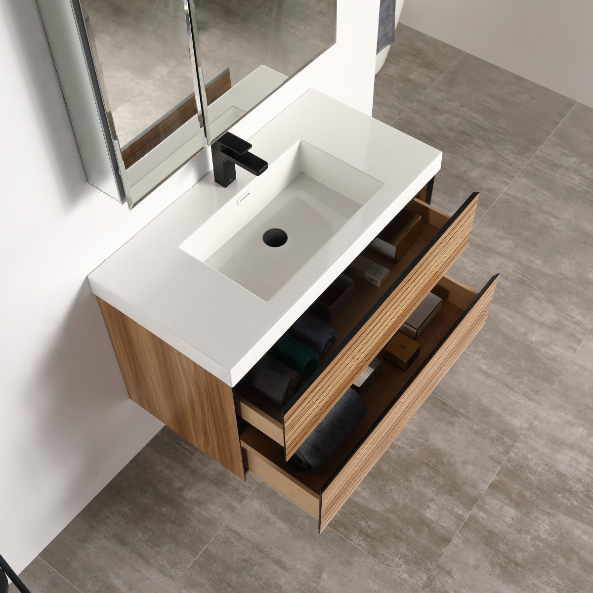 Annecy Maple Strip 36″ Vanity with Acrylic Top-Mount Basin