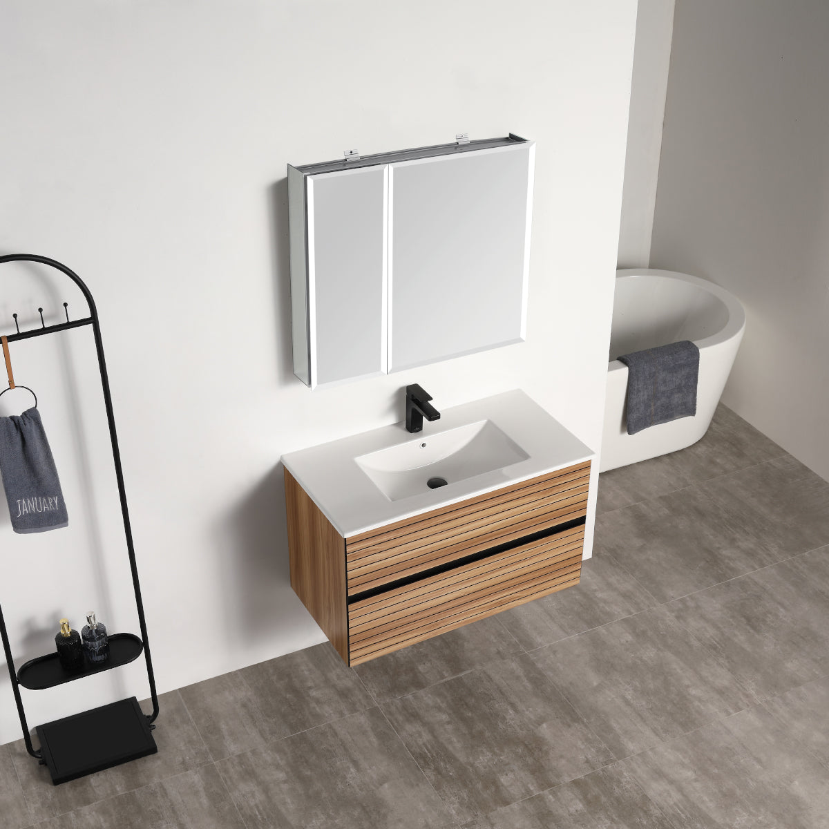Annecy Maple Strip 36″ Vanity with Acrylic Top-Mount Basin