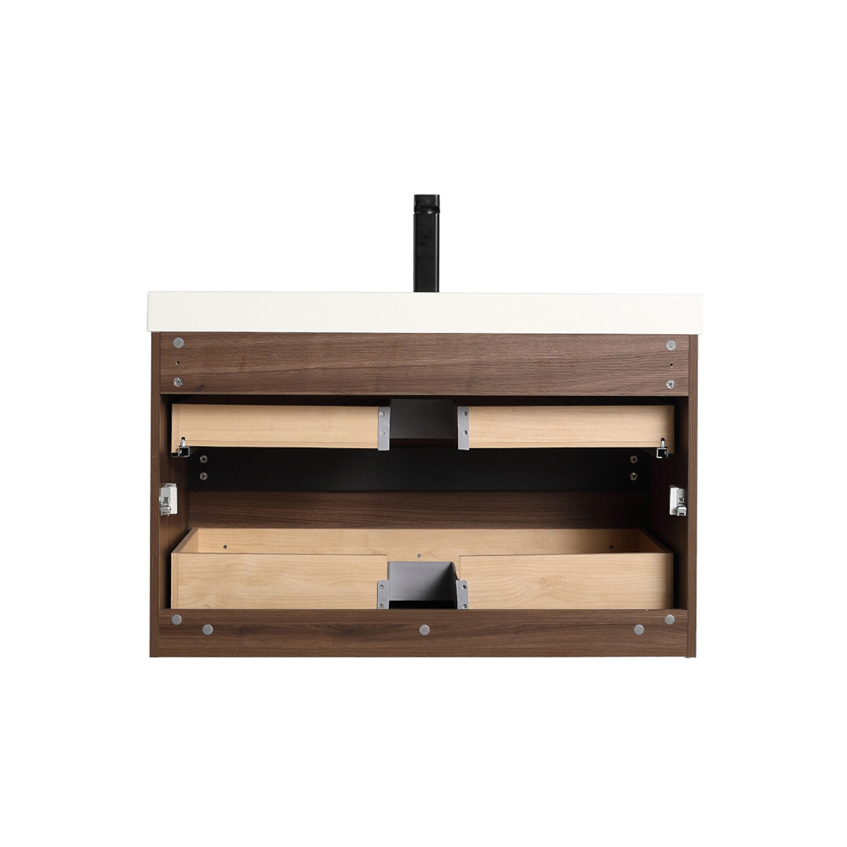 Annecy Dark Walnut Strip 36″ Vanity with Ceramic Top-Mount Basin