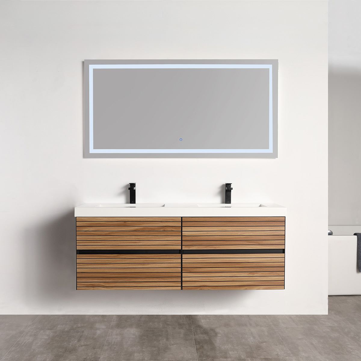 Annecy Maple Strip 60″ Vanity with Acrylic Top-Mount Basin