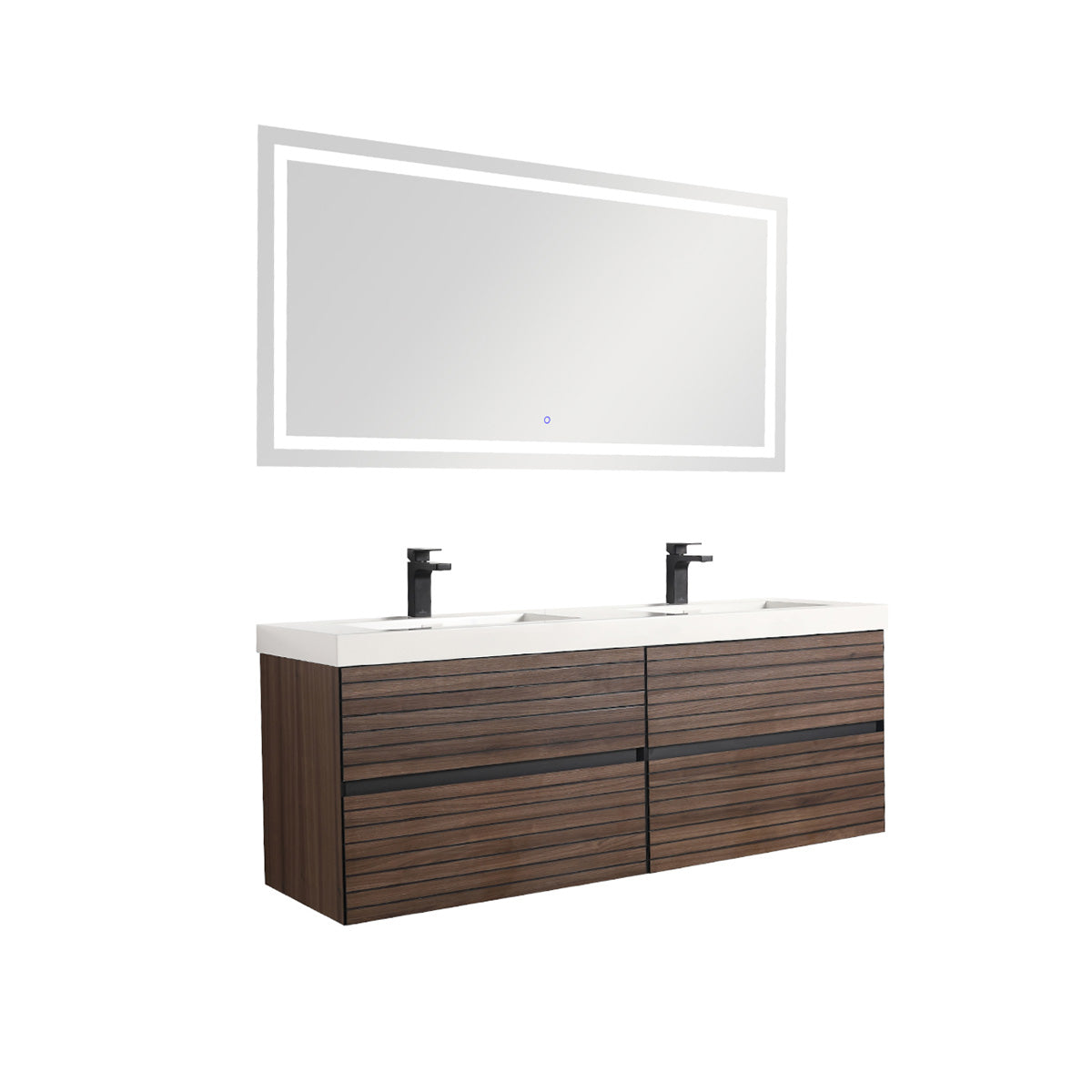 Annecy Dark Walnut Strip 48″ Vanity with Acrylic Top-Mount Basin