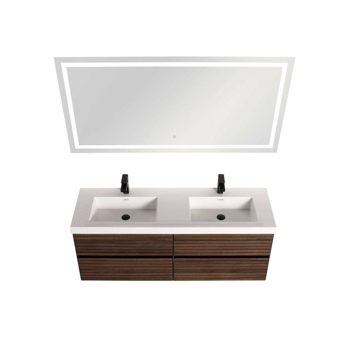 Annecy Dark Walnut Strip 48″ Vanity with Acrylic Top-Mount Basin