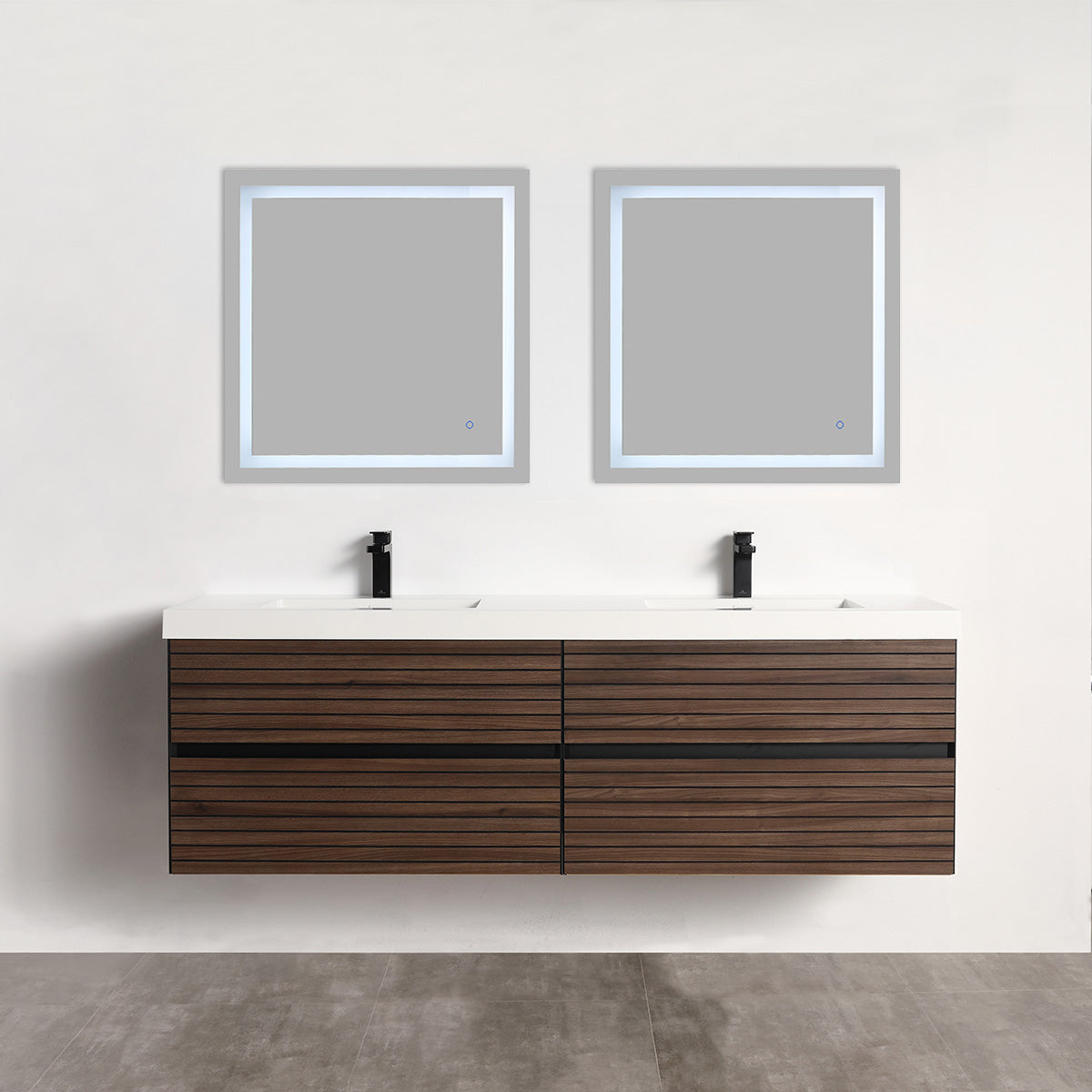 Annecy Dark Walnut Strip 72″ Vanity with Acrylic Top-Mount Basin