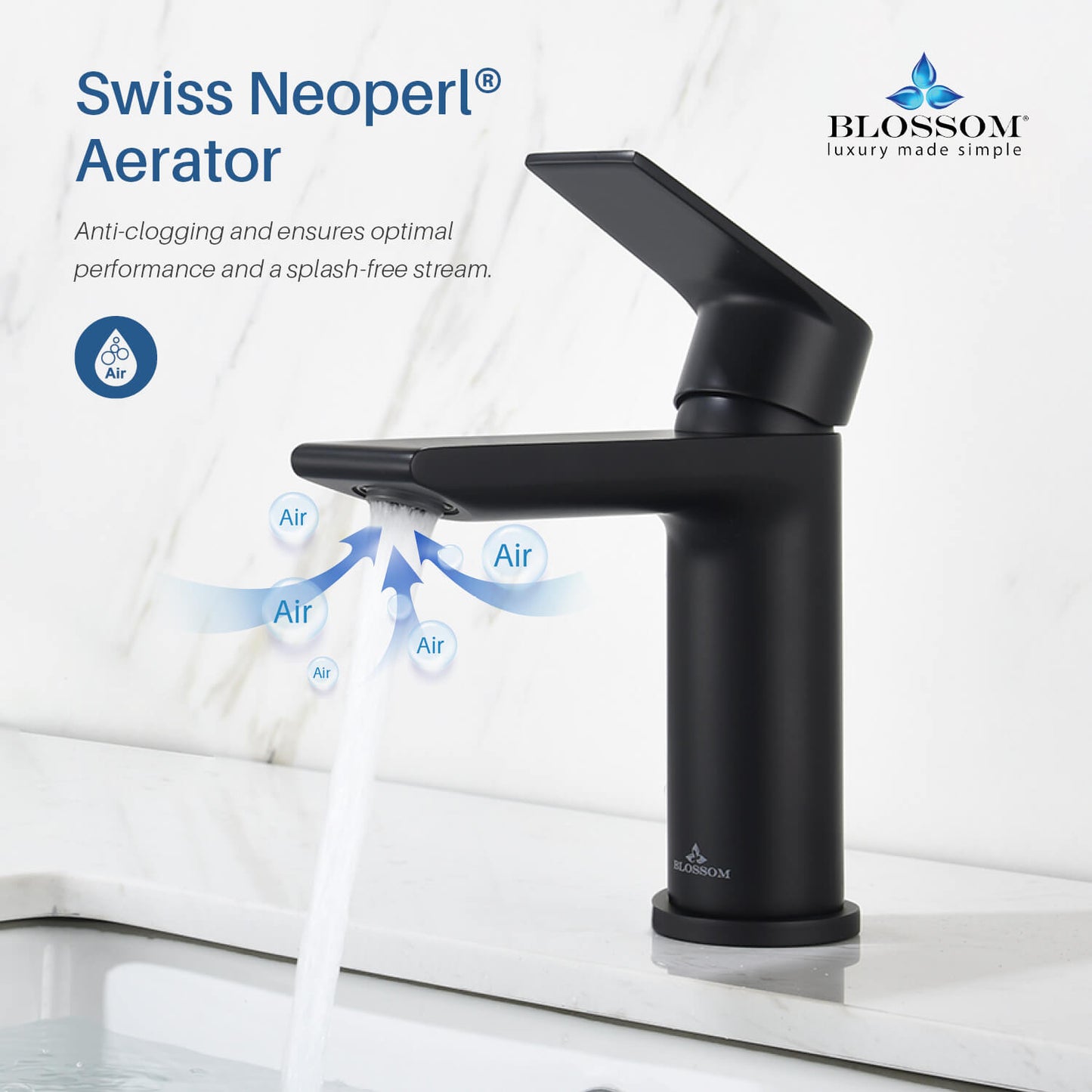 Single Handle Lavatory Faucet – Matte Black - F01 102