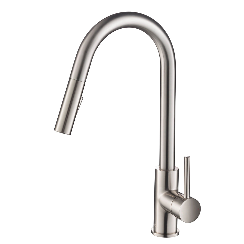 Kitchen - Single Handle Pull Down Brush Nickel Faucet - F01 206