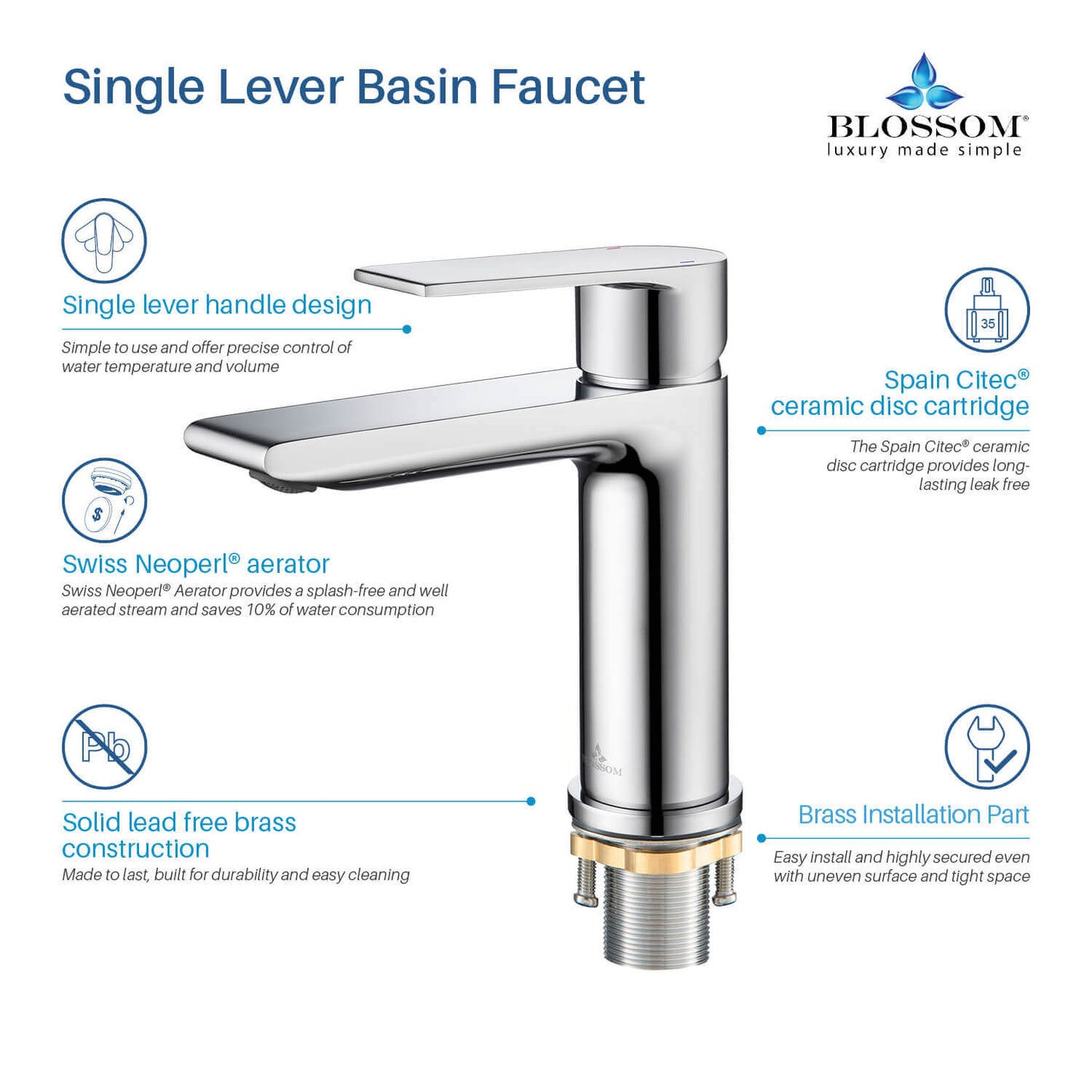 Single Handle Lavatory Faucet - Chrome - F01 102