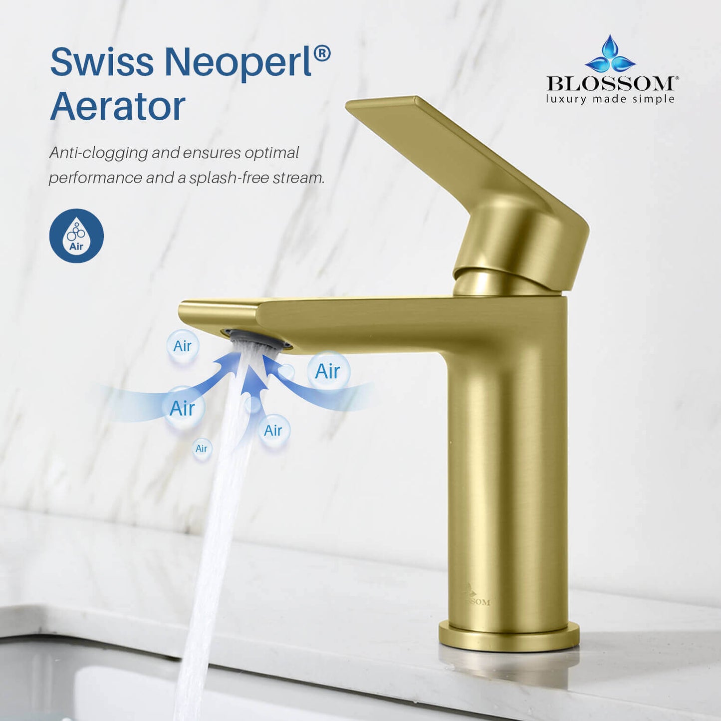 Single Handle Lavatory Faucet – Brush Gold - F01 102