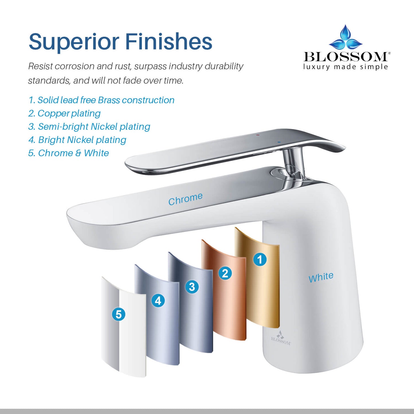 Single Handle Lavatory Faucet – Chrome White - F01 106