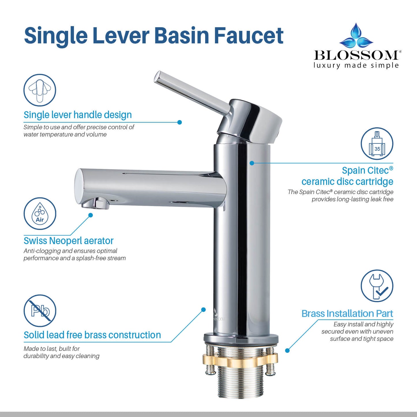 Single Handle Lavatory Faucet – Chrome - F01 116
