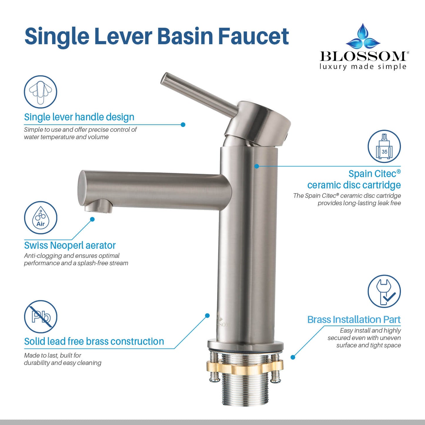 Single Handle Lavatory Faucet – Brush Nickle - F01 116
