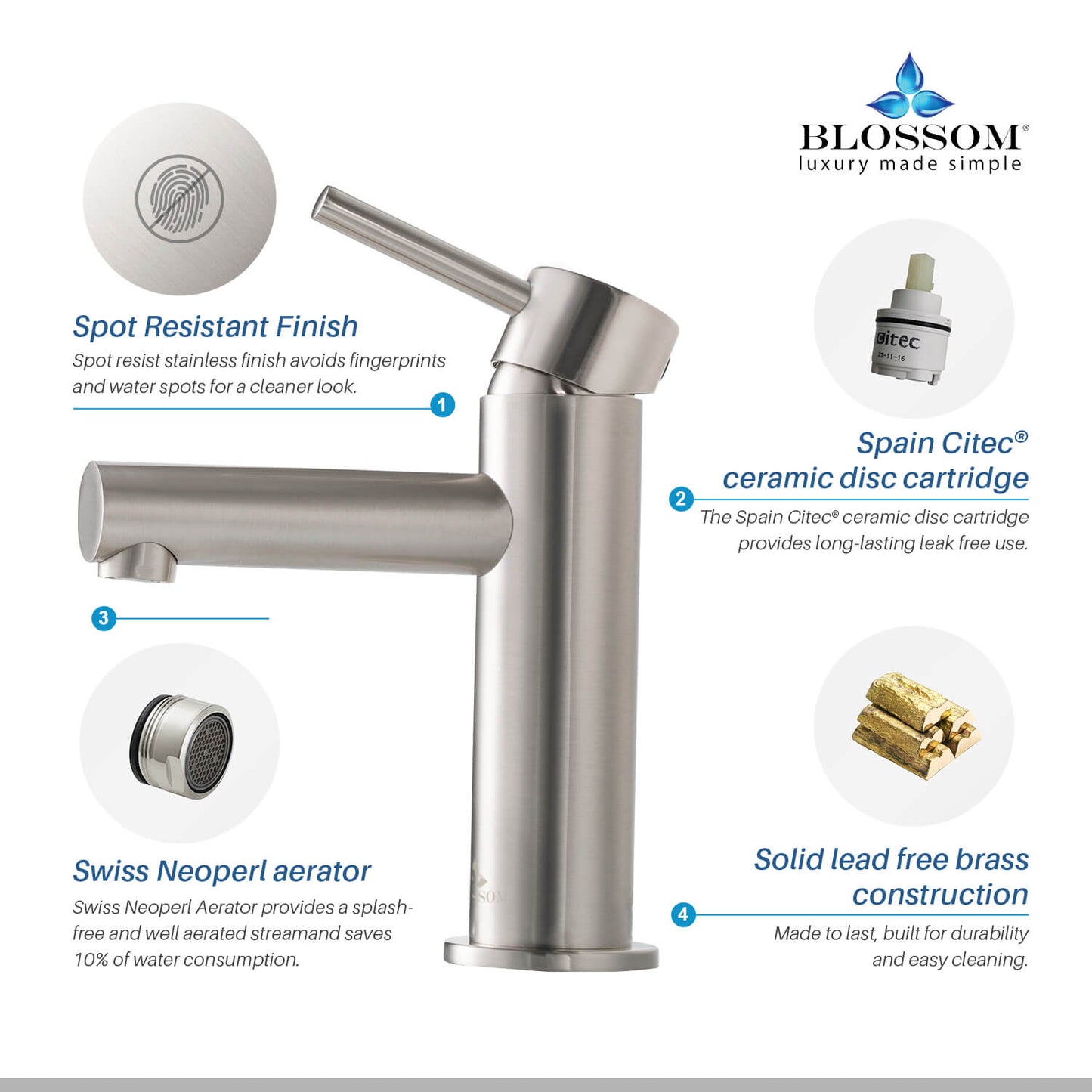 Single Handle Lavatory Faucet – Brush Nickle - F01 116