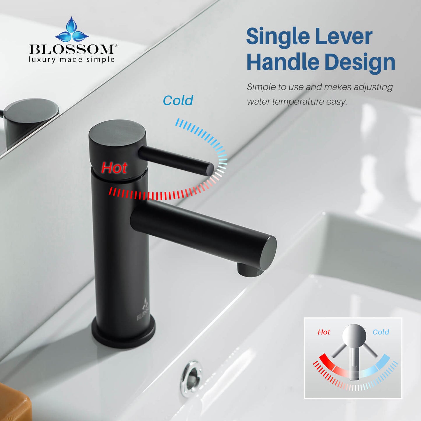 Single Handle Lavatory Faucet – Matte Black - F01 116