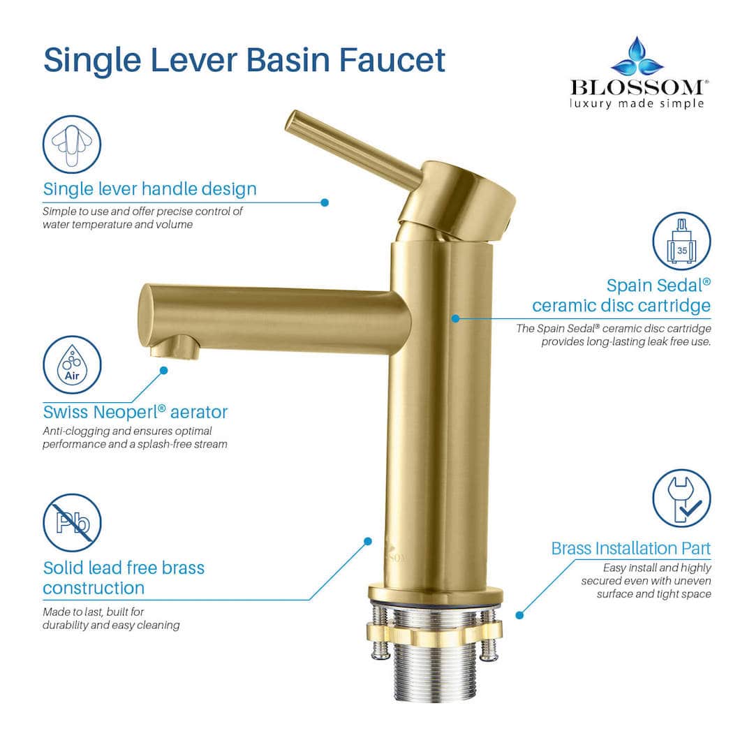 Single Handle Lavatory Faucet – Brush Gold - F01 116