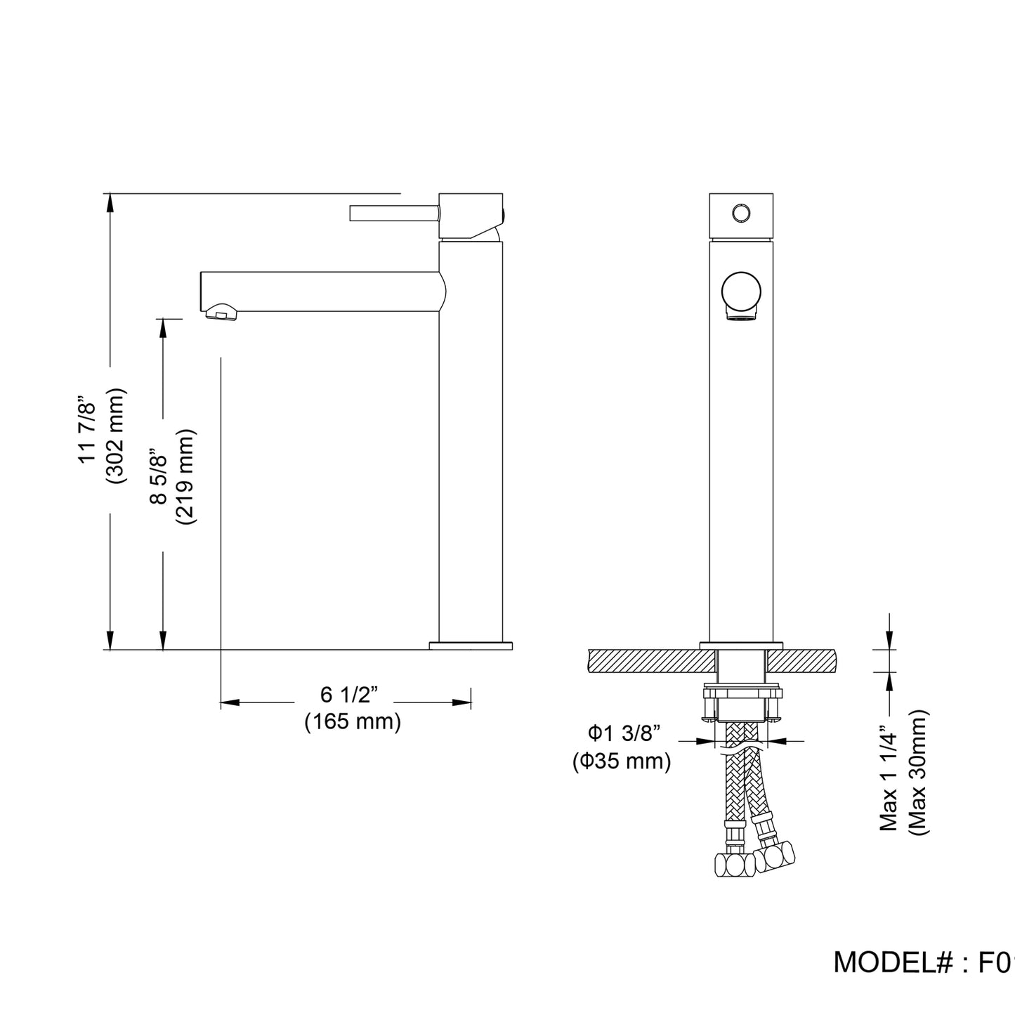 Single Handle Lavatory Faucet – Matte Black - F01 117