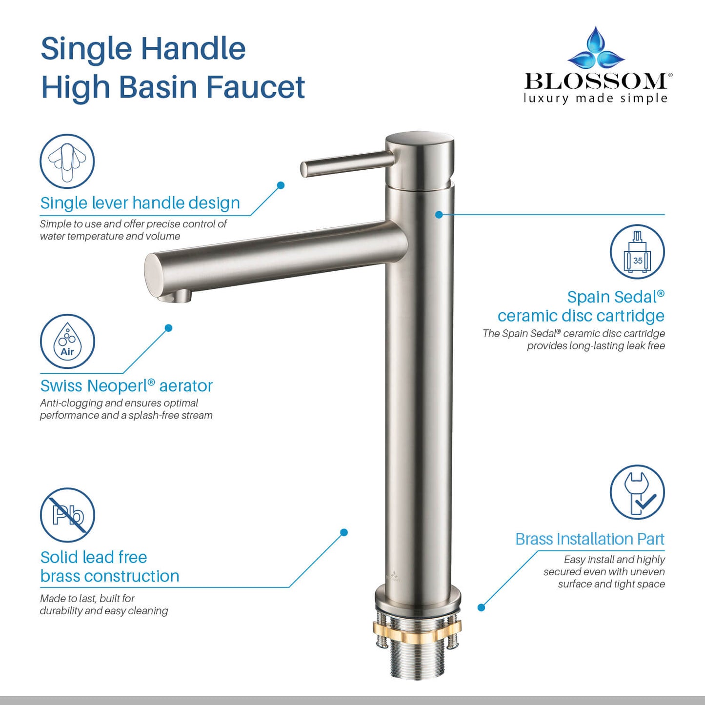 Single Handle Lavatory Faucet – Brush Nickle - F01 117