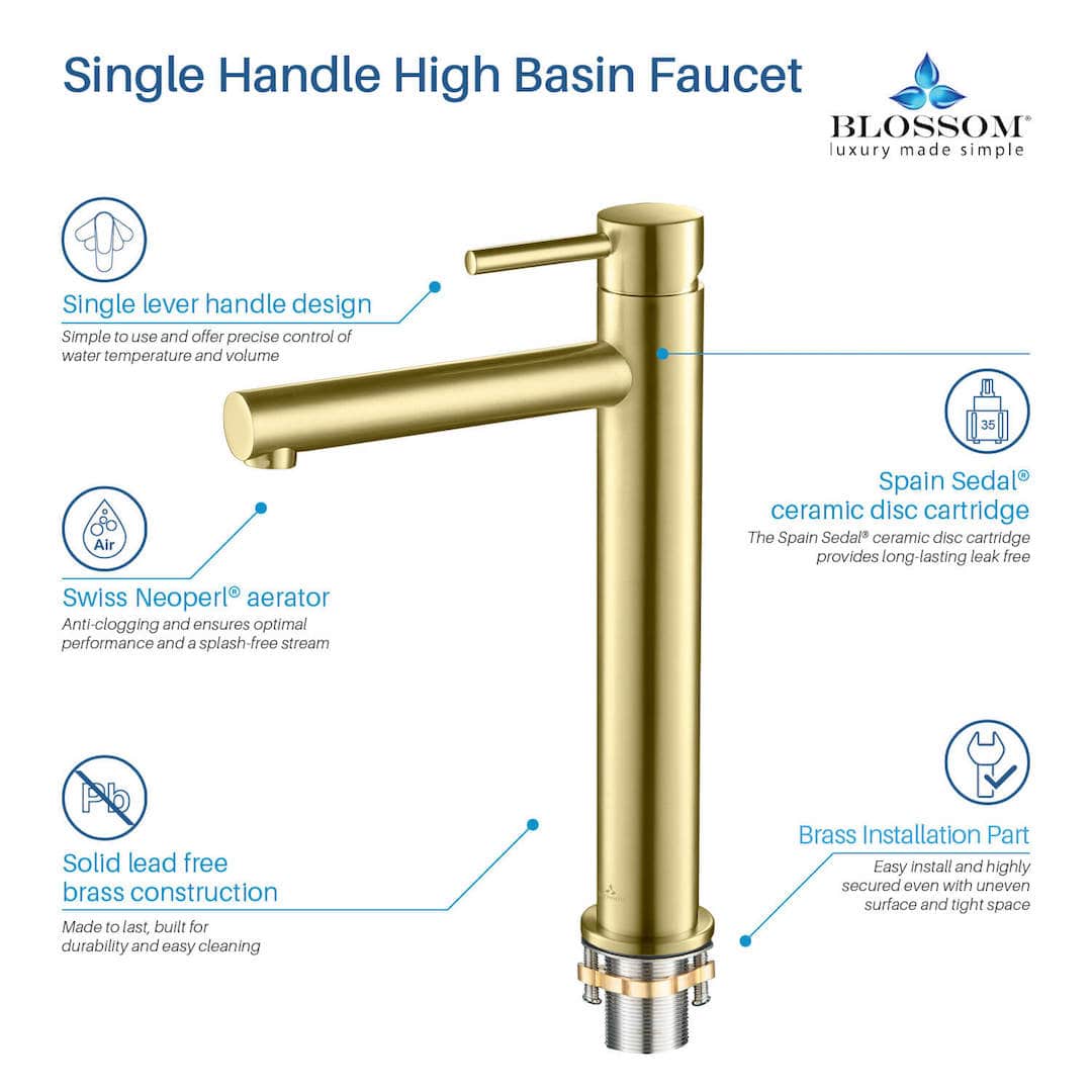 Single Handle Lavatory Faucet – Brush Gold - F01 117