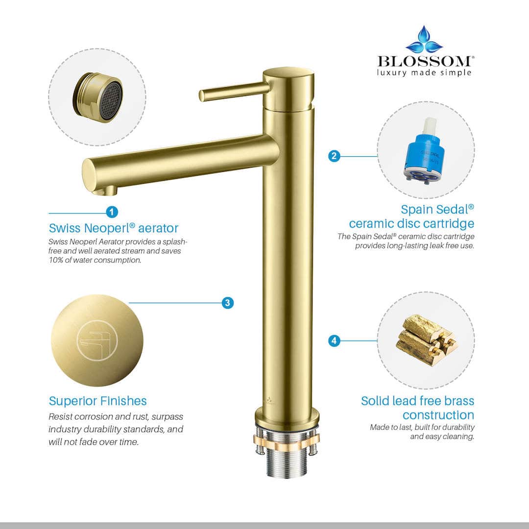 Single Handle Lavatory Faucet – Brush Gold - F01 117