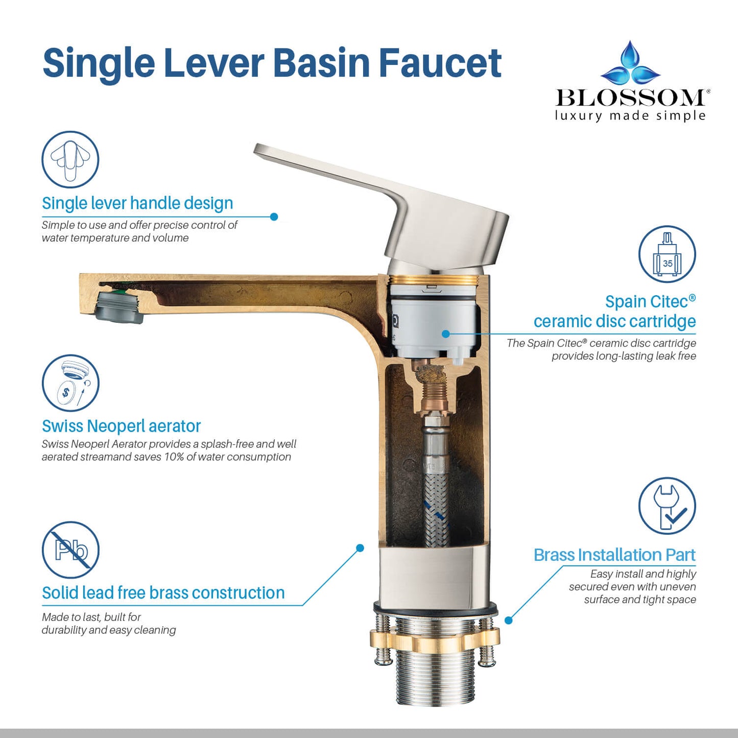 Single Handle Lavatory Faucet – Brush Nickel - F01 118