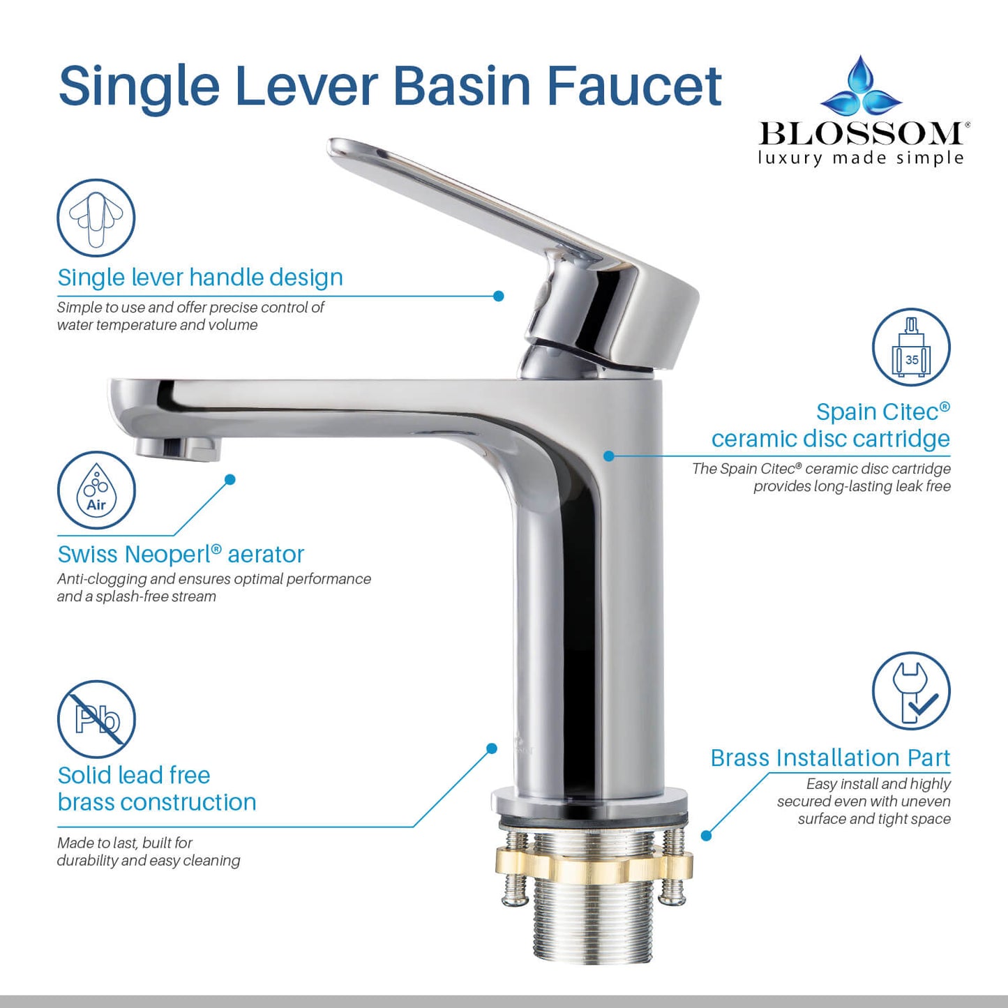 Single Handle Lavatory Faucet – Chrome - F01 119