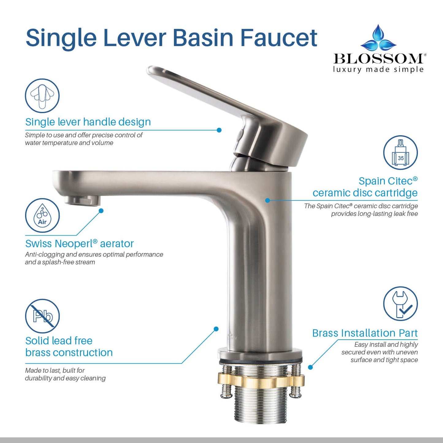 Single Handle Lavatory Faucet – Brush Nickle - F01 119