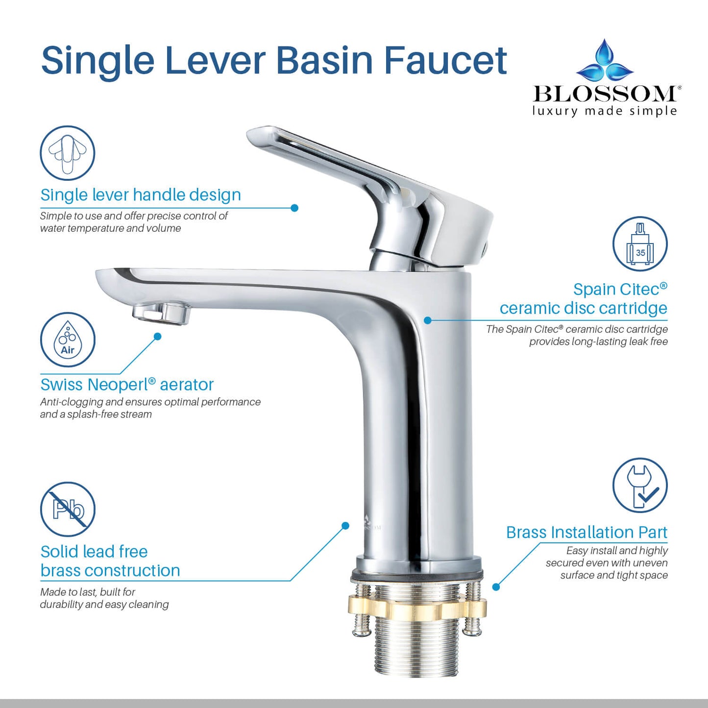Single Handle Lavatory Faucet – Chrome - F01 120