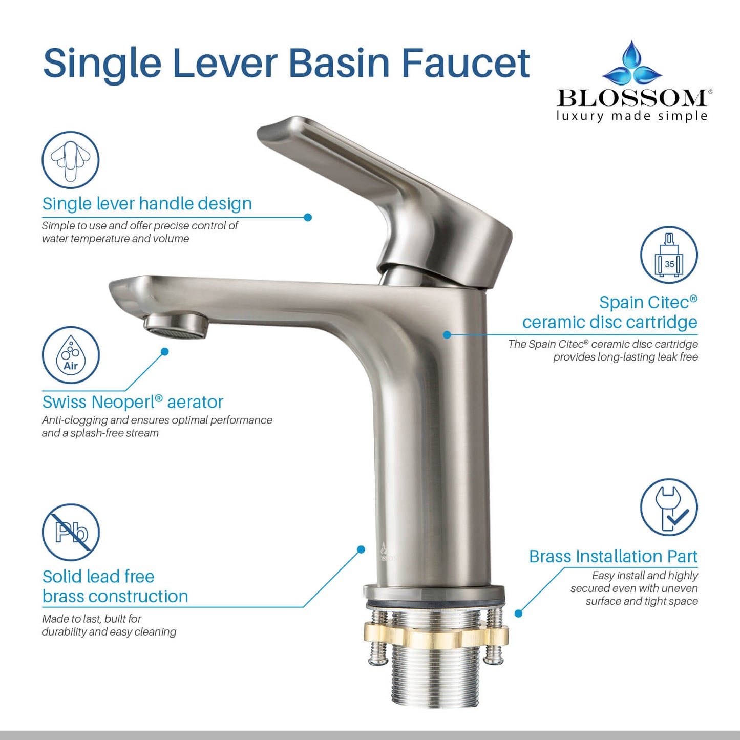 Single Handle Lavatory Faucet – Brush Nickel - F01 120
