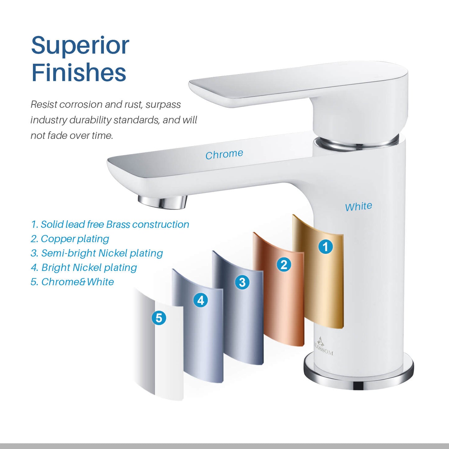 Single Handle Lavatory Faucet – Chrome/White - F01 120