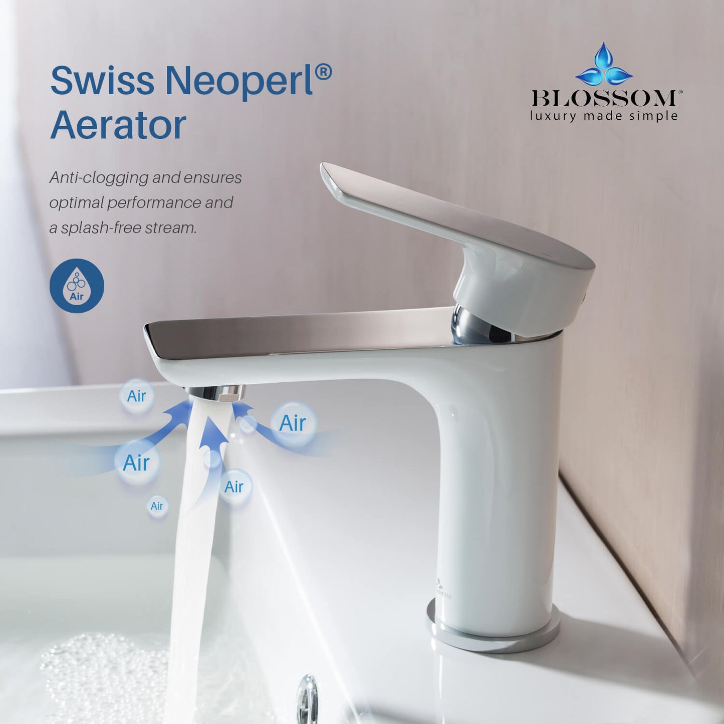 Single Handle Lavatory Faucet – Chrome/White - F01 120