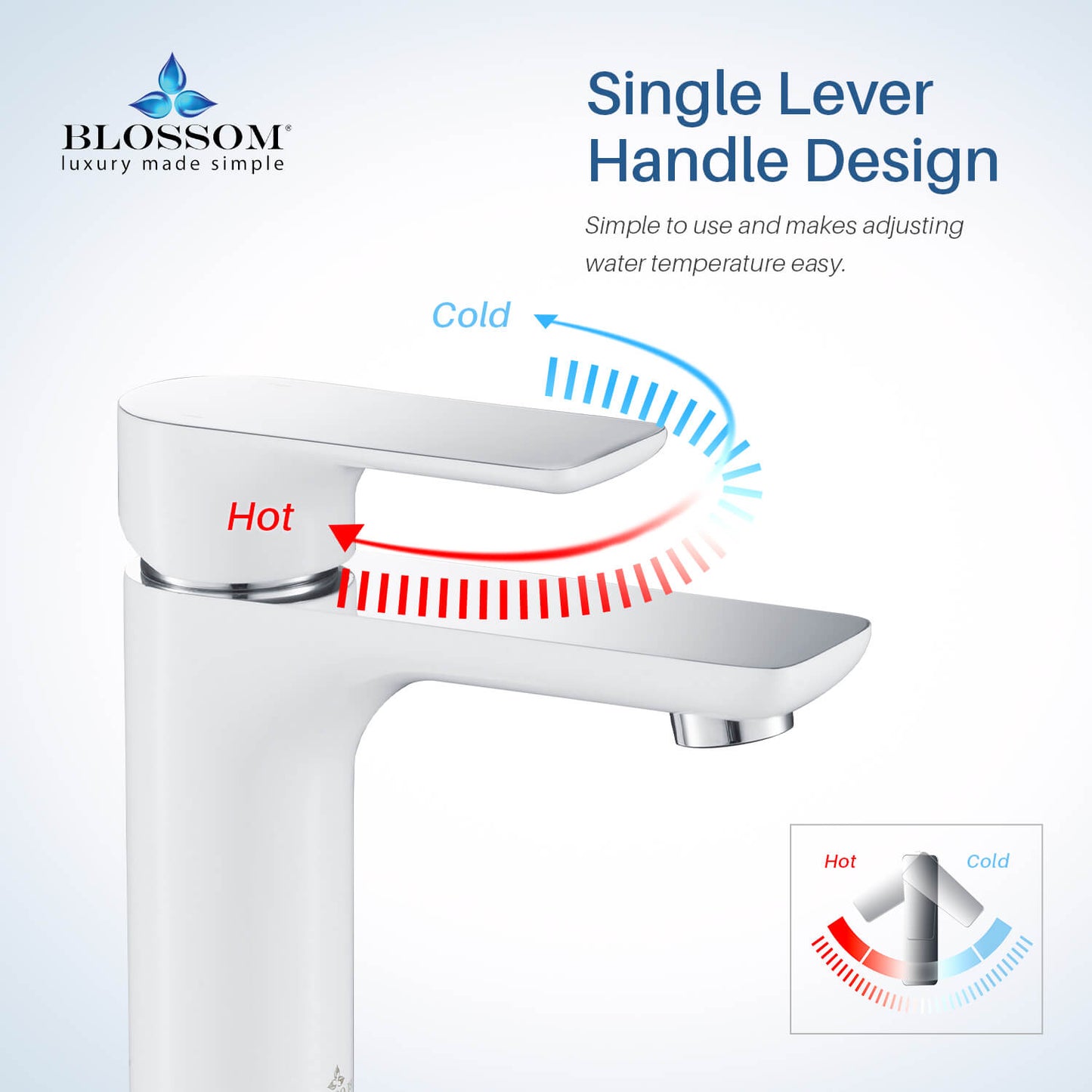 Single Handle Lavatory Faucet – Chrome/White - F01 120
