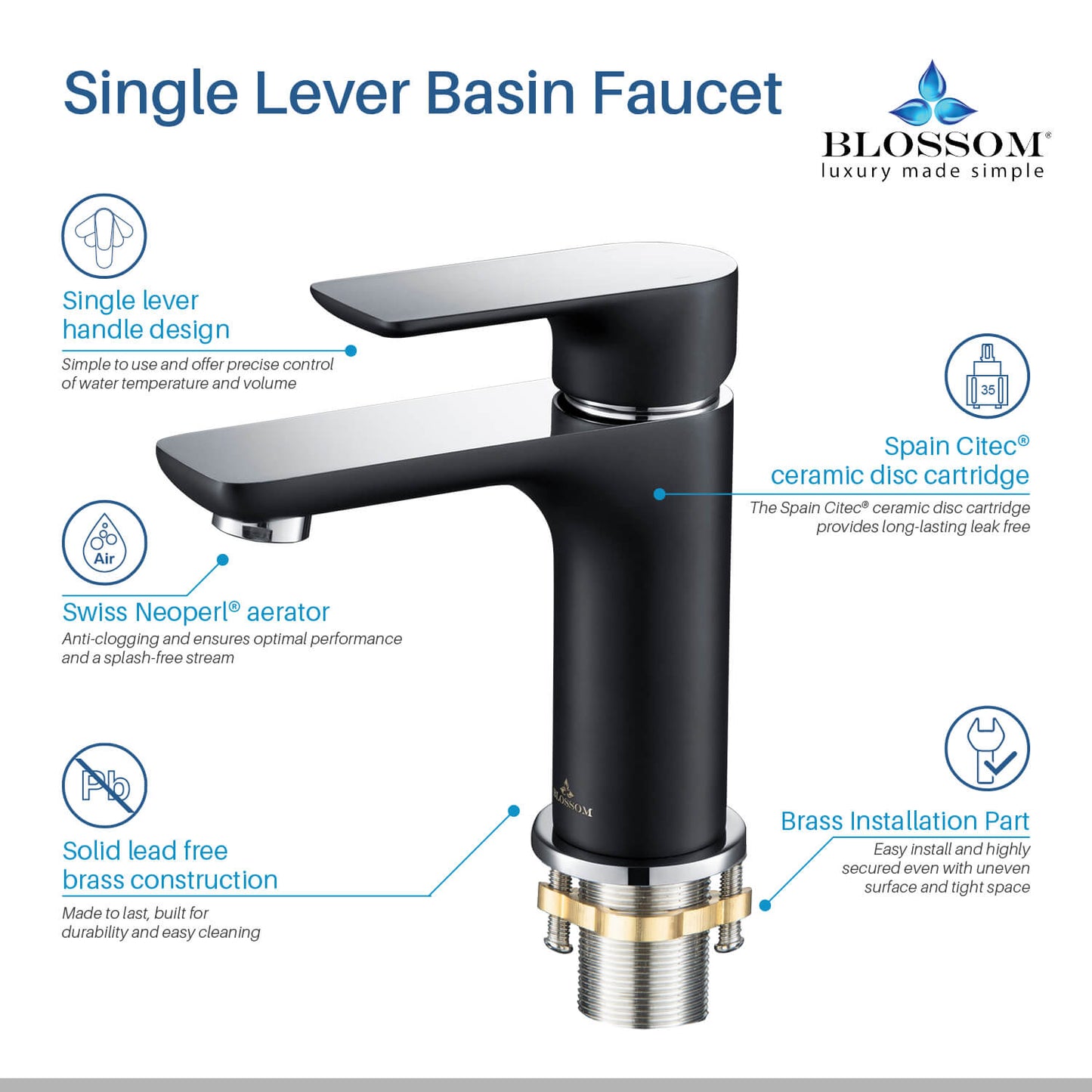 Single Handle Lavatory Faucet – Chrome/ Matte Black - F01 120