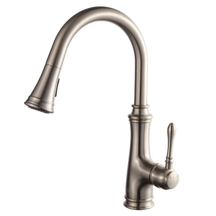 Kitchen – Single Handle Pull Down Brush Nickel Faucet – F01 204 02