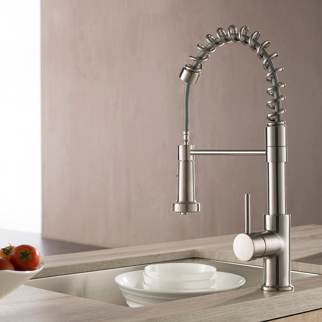 Kitchen - Single Handle Pull Out Brush Nickel Faucet - F01 205 02