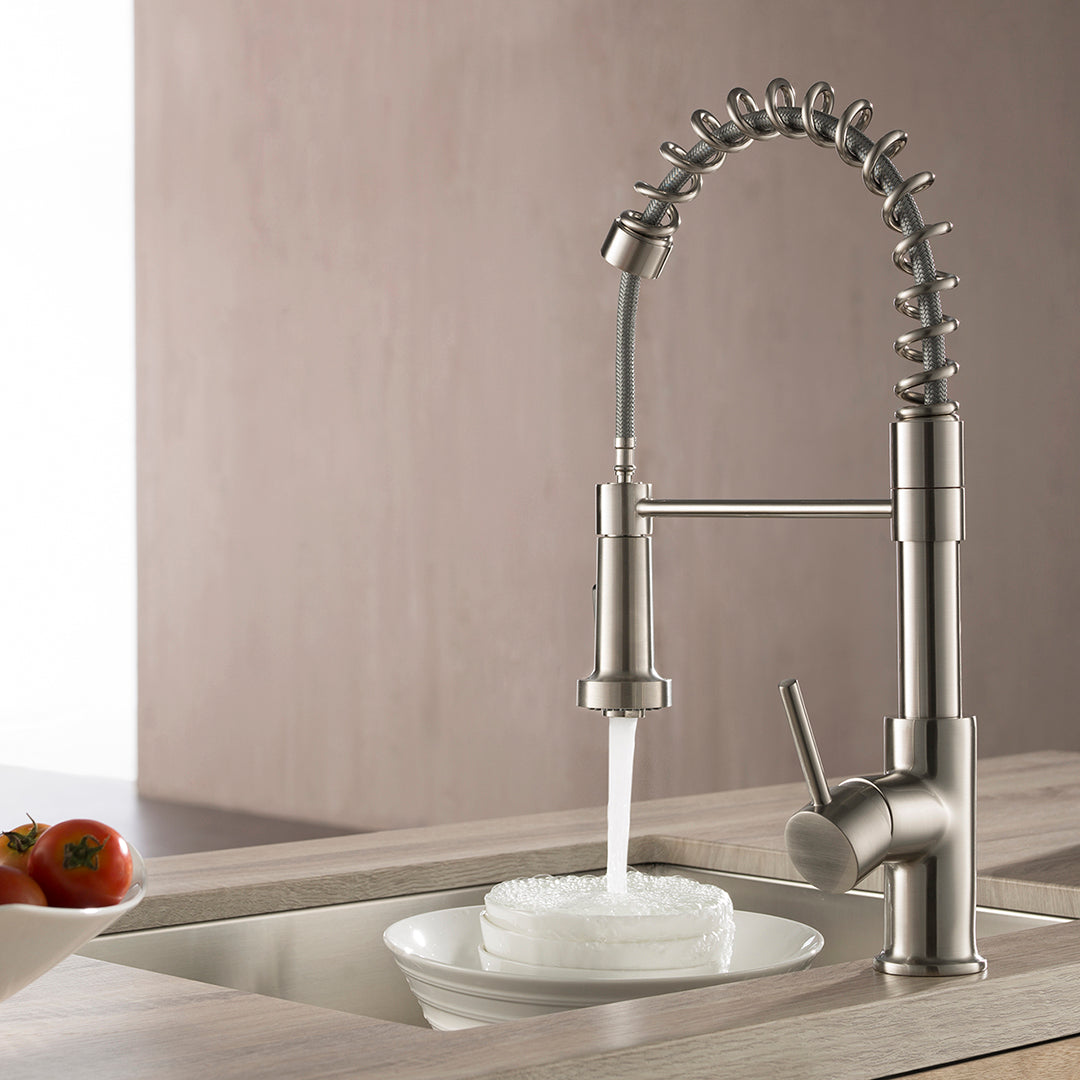 Kitchen - Single Handle Pull Out Brush Nickel Faucet - F01 205 02