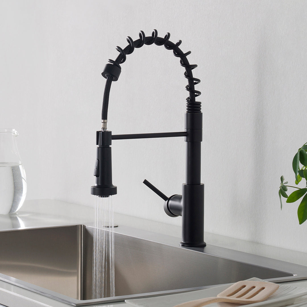 Kitchen - Single Handle Pull Out Matte Black Faucet - F01 205