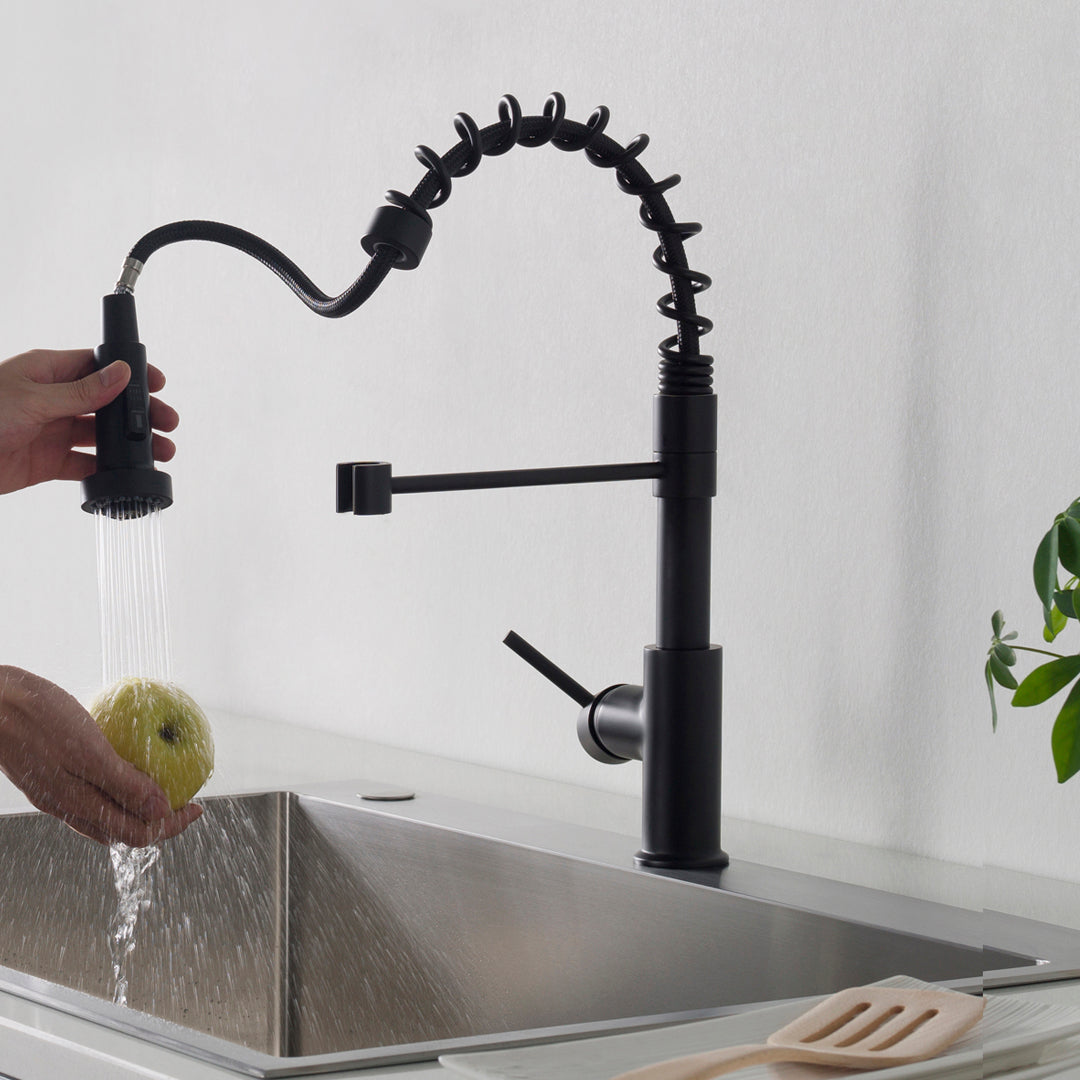 Kitchen - Single Handle Pull Out Matte Black Faucet - F01 205