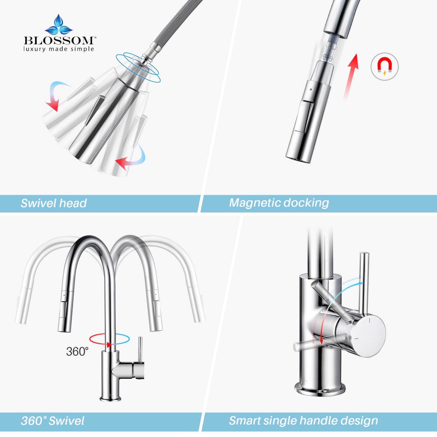 Kitchen - Single Handle Pull Down Chrome Faucet - F01 206