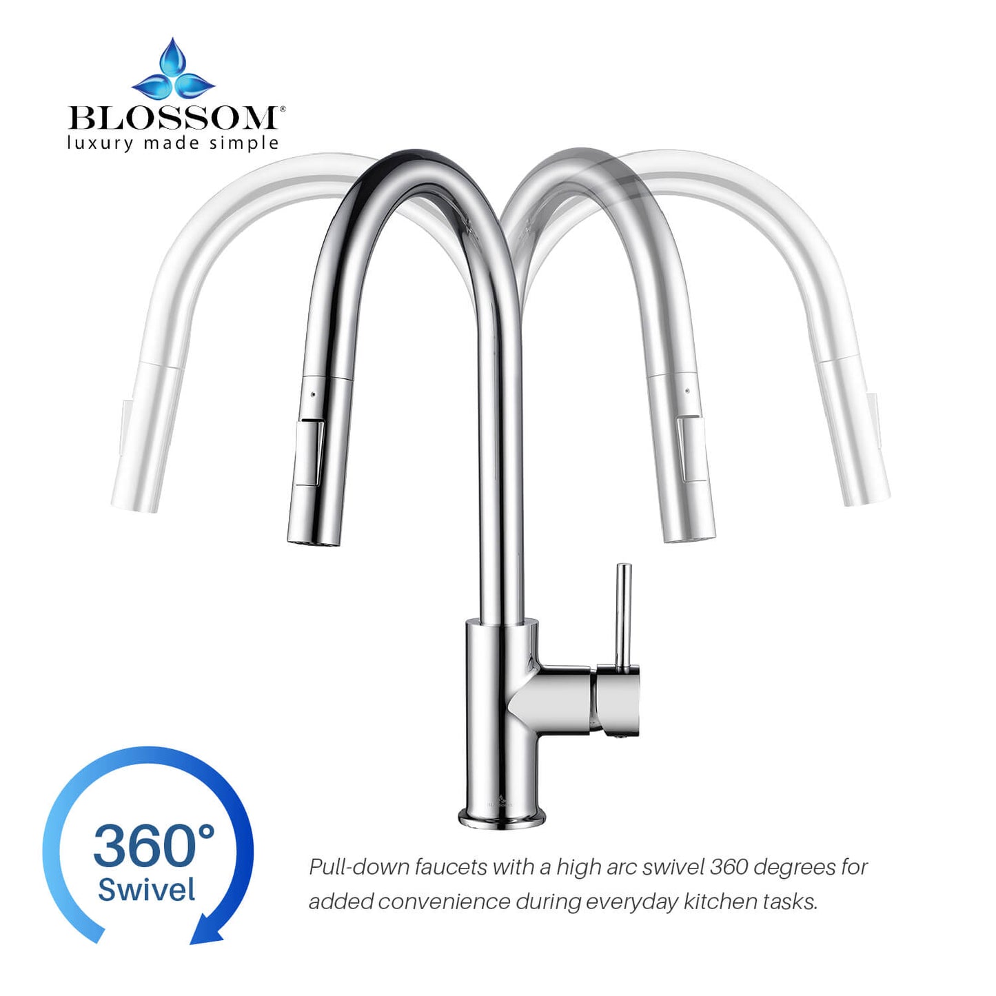 Kitchen - Single Handle Pull Down Chrome Faucet - F01 206