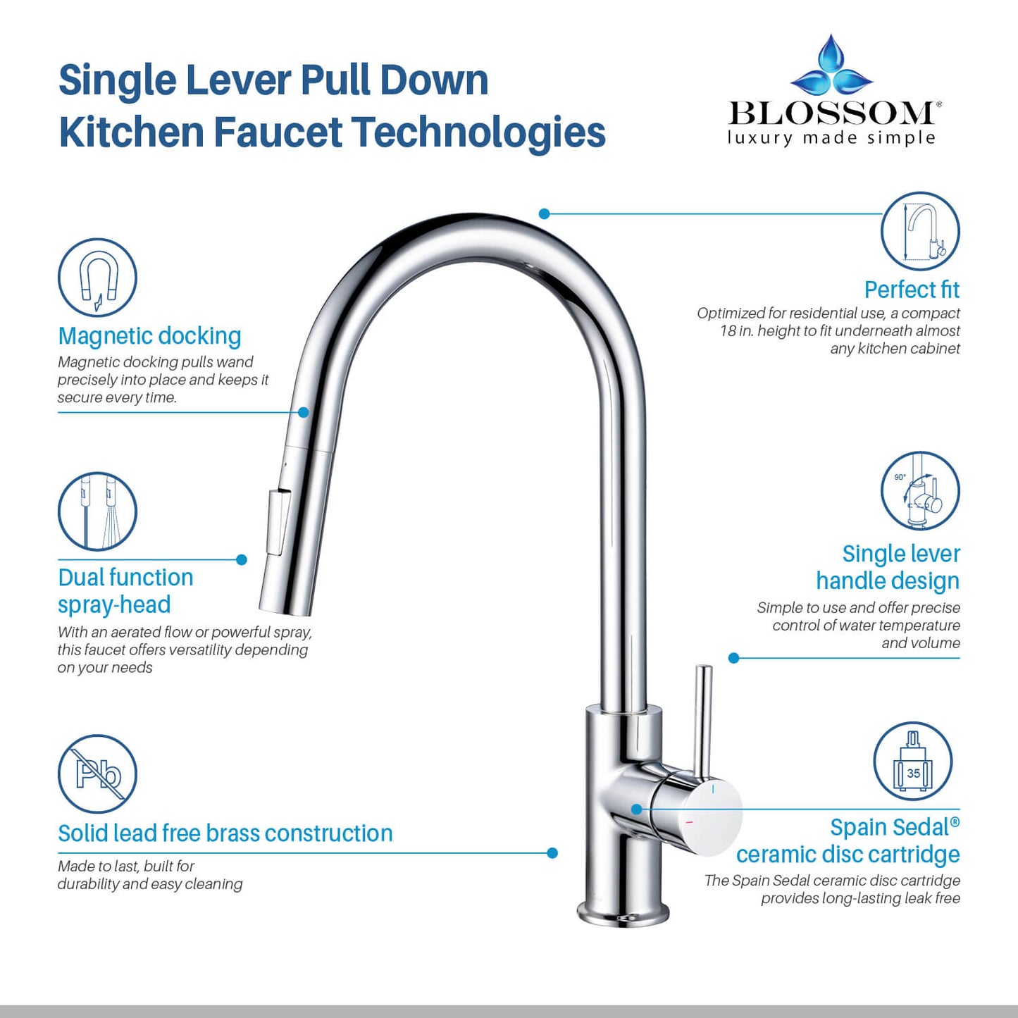 Kitchen - Single Handle Pull Down Chrome Faucet - F01 206