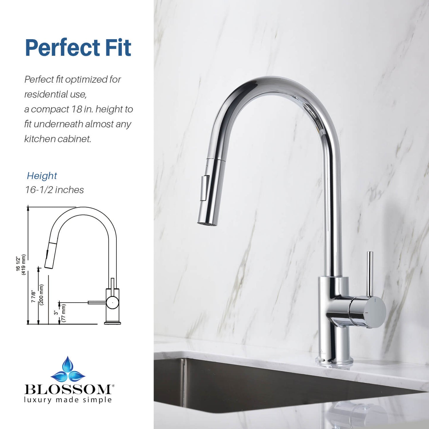 Kitchen - Single Handle Pull Down Chrome Faucet - F01 206